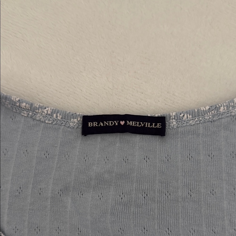 Brandy Melville Light Blue Floral Button-Up Blouse - Picture 2 of 4